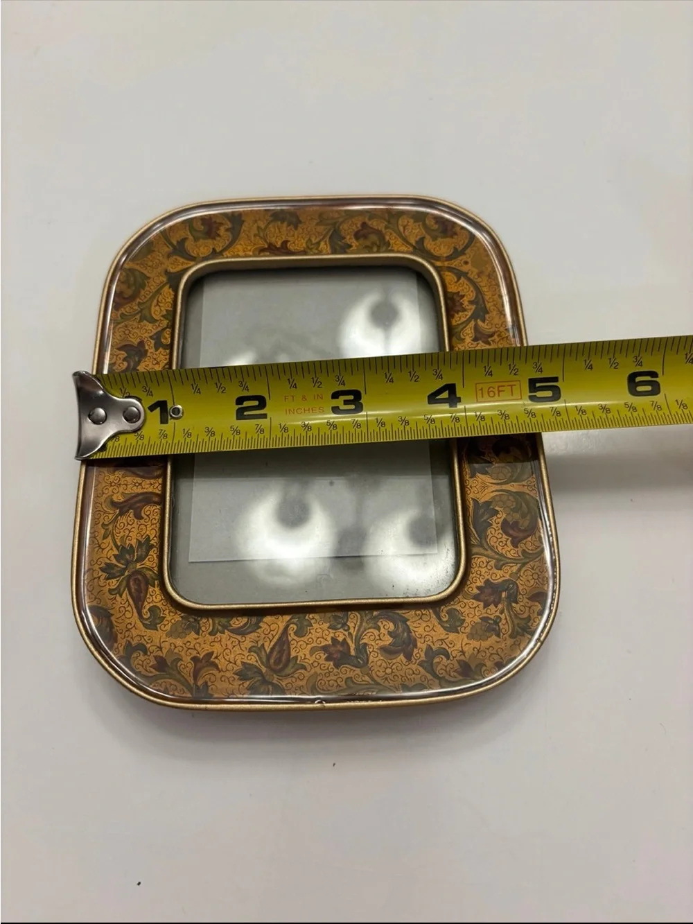 Vintage floral Bucklers 5th Ave Brass Enamel Yellow Floral Picture Frame